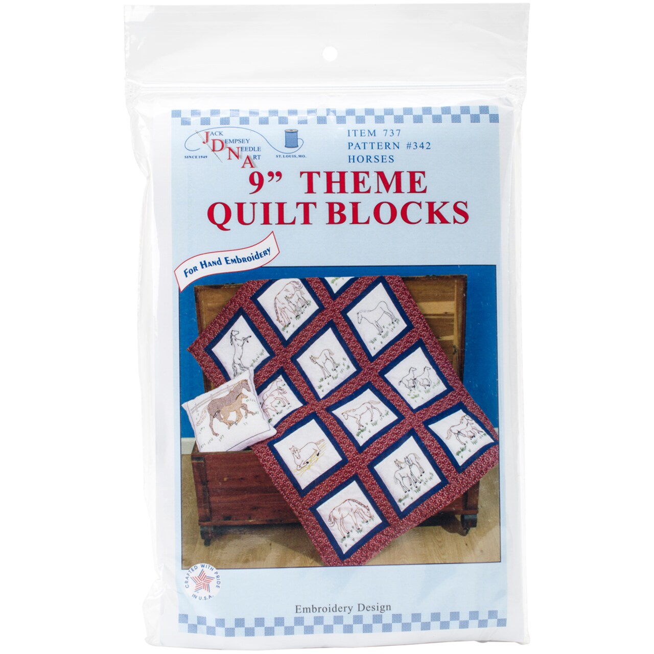 Jack Dempsey Themed Stamped White Quilt Blocks 9"X9" 12/Pkg-Horses